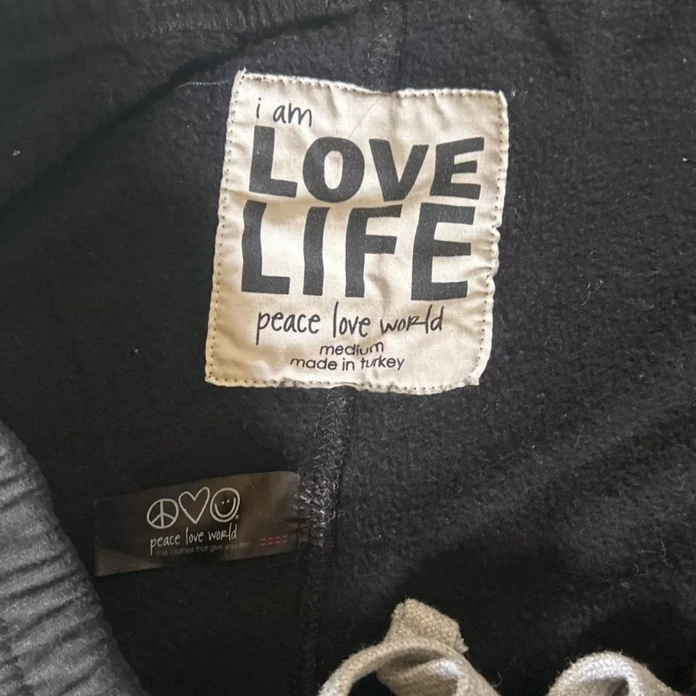 Peace Love World Black and grey sweatpants drawstring waistband women's medium - Picture 4 of 5